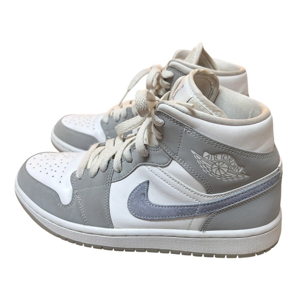 Nike Air Jordan 1 Mid Wolf Grey Aluminum Women Style BQ6472-105  US Size 8
